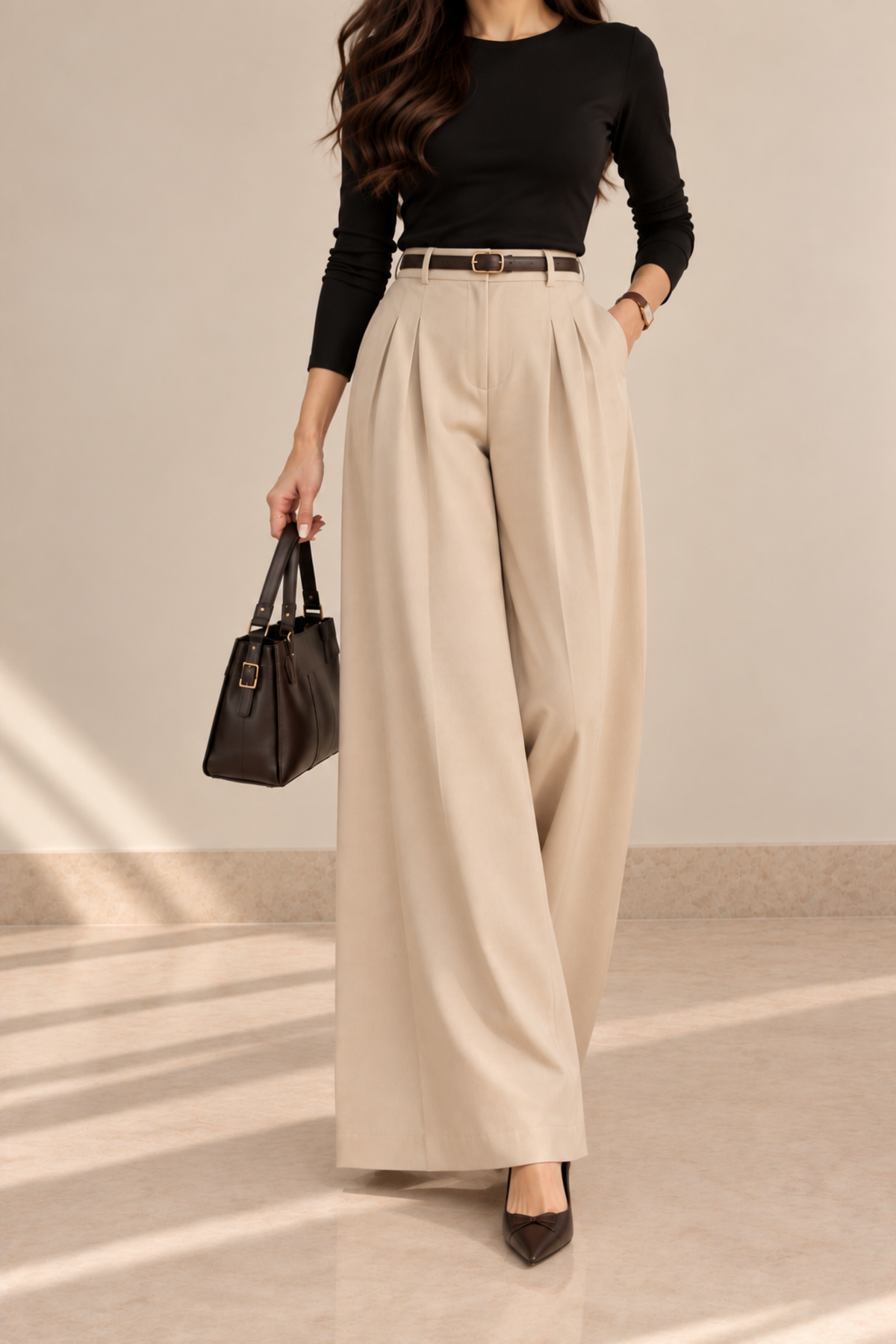 Pleated Wide Leg Pants