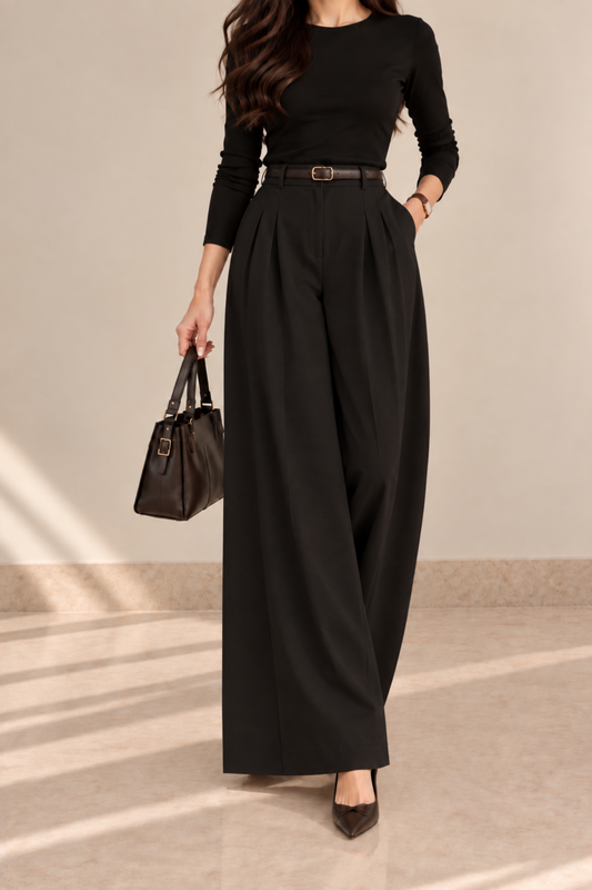 Pleated Wide Leg Pants