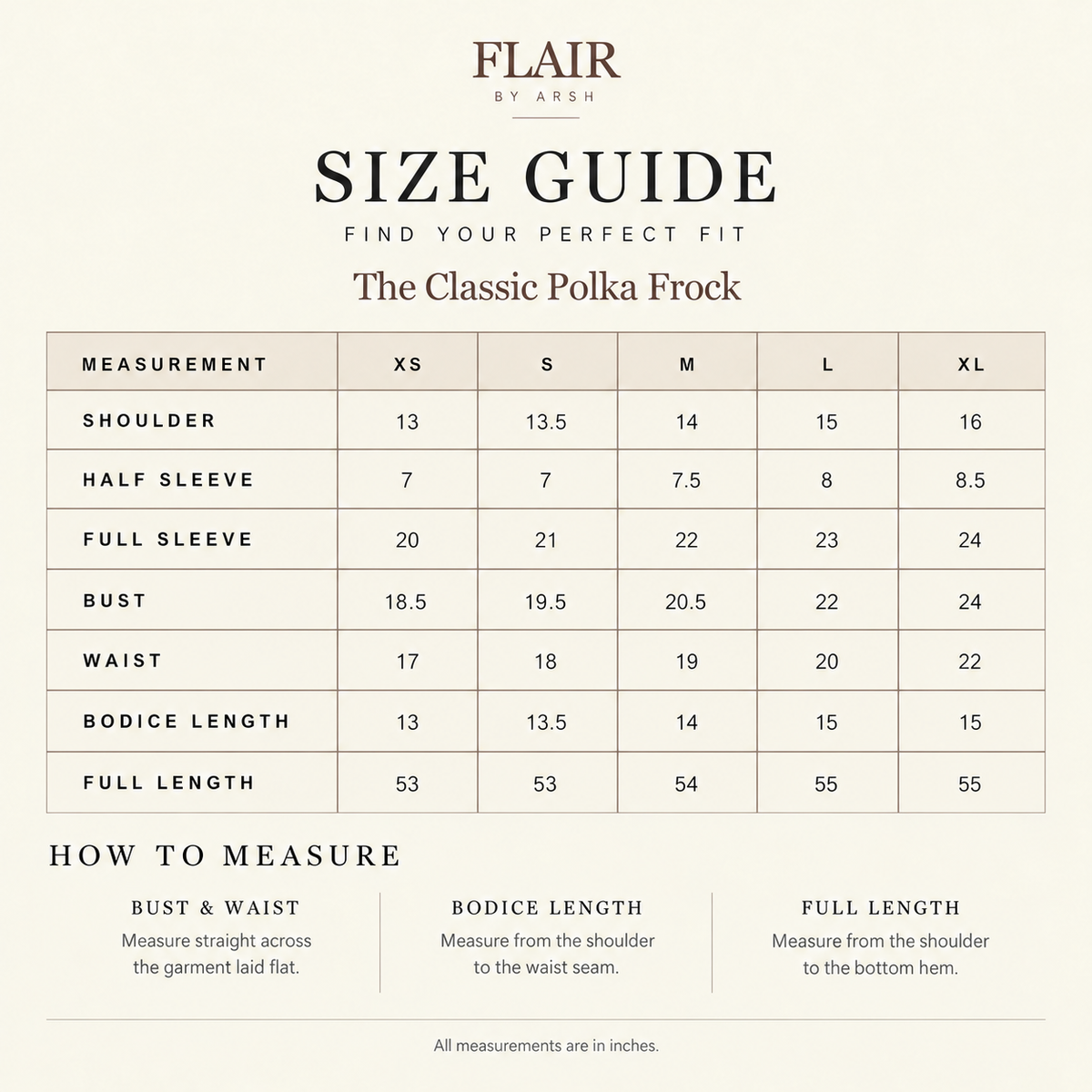 The Classic Polka Frock size guide